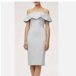 NWT Aritzia Babaton Ruslan Off The Shoulder Midi Dress Size 6 Blue